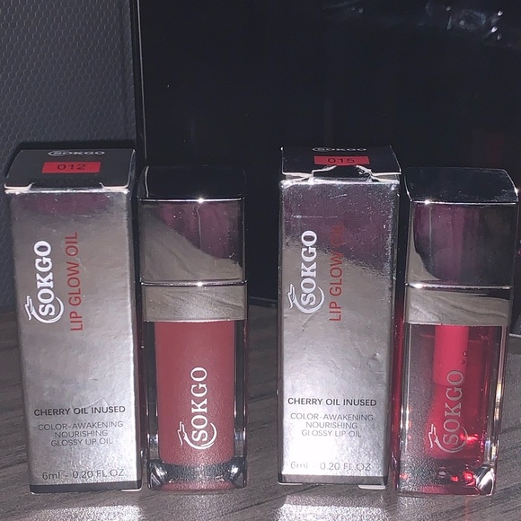 ✨Bundle of 2✨ SOKGO New In Box Cherry & Rosewood Lip Glow Oil (6 ml) - Picture 1 of 4